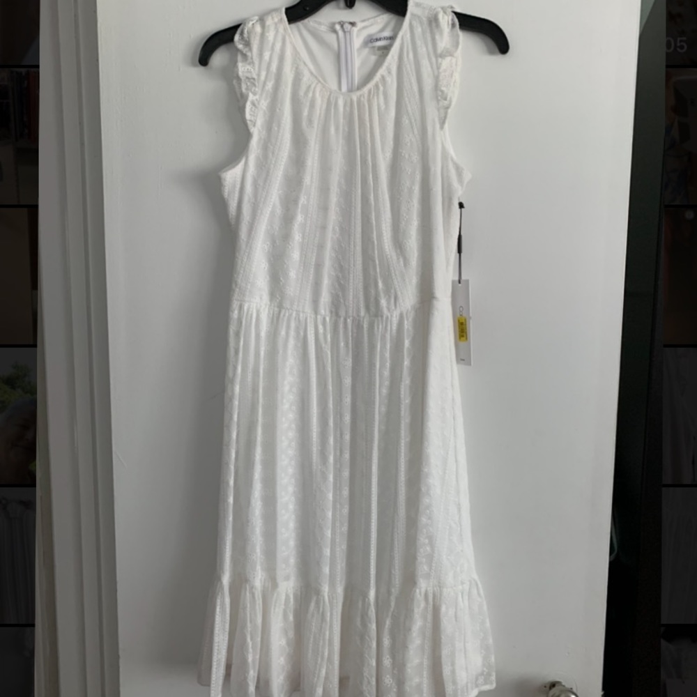 Calvin Klein Eyelet Tier-Hem Dress - Picture 2 of 9